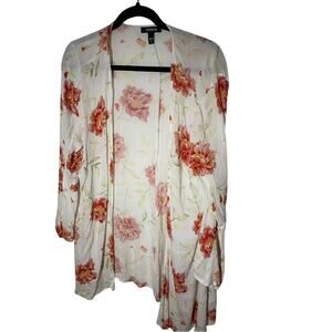 Torrid Womens 0/00 Large Floral Open Front Kimono Duster Boho Western Cottage